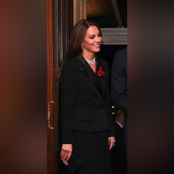 Self-Portrait Tailored Crepe and Chiffon Midi Dress in Black - Picture 2 of 16